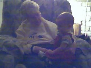 My stepmom, Vera, with my grandson when he was a little guy.